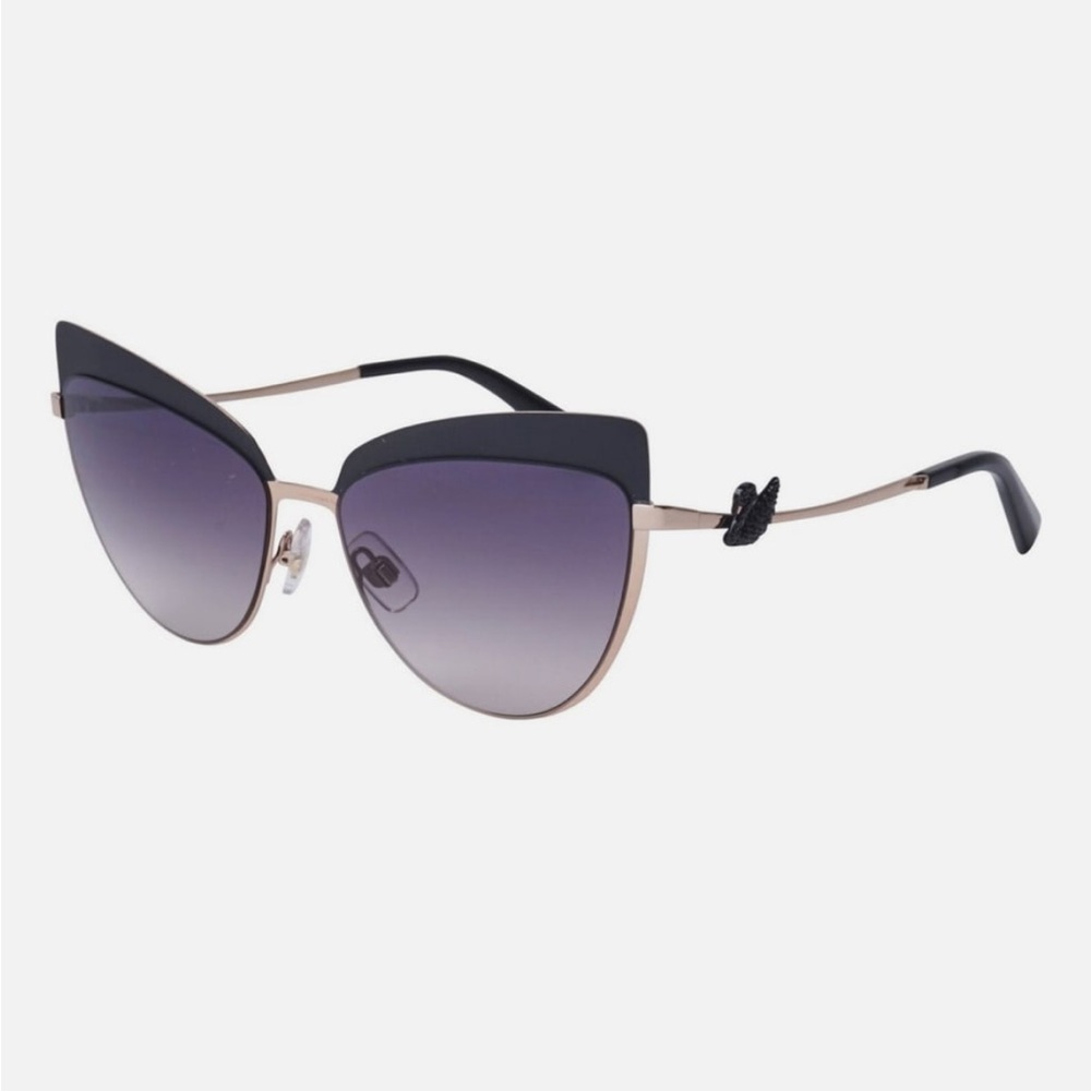 Swarovski Black Cat-Eye Sunglasses with Purple Gradient Lenses
